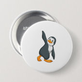 Badge Rond 7,6 Cm Pingouin au Yoga Exercice d'étirement (Devant & derrière)