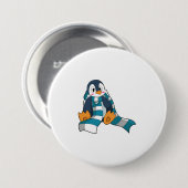 Badge Rond 7,6 Cm Pingouin avec Écharpe (Devant & derrière)