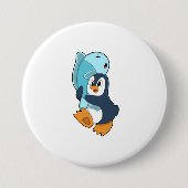 Badge Rond 7,6 Cm Pingouin avec poisson (Devant)