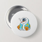 Badge Rond 7,6 Cm Pingouin avec thermomètre clinique (Devant & derrière)