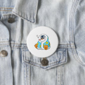 Badge Rond 7,6 Cm Pingouin avec thermomètre clinique (En situation)
