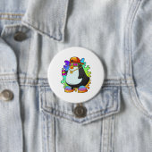 Badge Rond 7,6 Cm Pingouin comme peintre avec Spray (En situation)