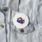 Badge Rond 7,6 Cm Pingouin comme pilote avec avion (En situation)