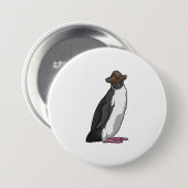 Badge Rond 7,6 Cm Pingouin comme pirate avec Casquette (Devant & derrière)