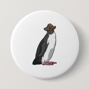 Badge Rond 7,6 Cm Pingouin comme pirate avec Casquette