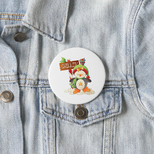 Badge Rond 7,6 Cm Pingouin d'hiver et oiseau Chillin Noël