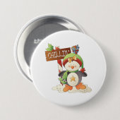 Badge Rond 7,6 Cm Pingouin d'hiver et oiseau Chillin Noël (Devant & derrière)