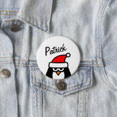 Badge Rond 7,6 Cm Pingouin drôle nom de fête de Noël rond (En situation)