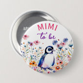 Badge Rond 7,6 Cm Pingouin en Fleurs Baby shower Mimi à être (Devant & derrière)