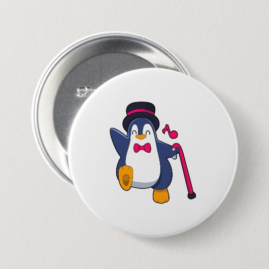 Badge Rond 7,6 Cm Pingouin en Groom avec Cravate (Devant & derrière)