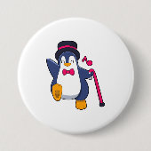 Badge Rond 7,6 Cm Pingouin en Groom avec Cravate (Devant)