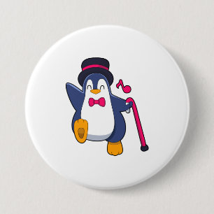 Badge Rond 7,6 Cm Pingouin en Groom avec Cravate