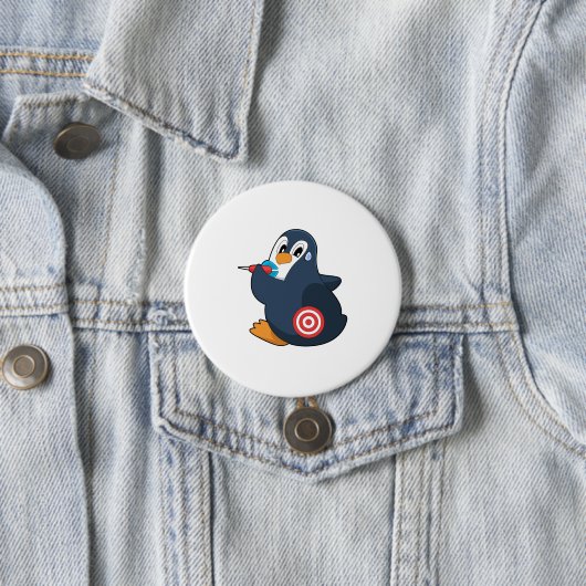 Badge Rond 7,6 Cm Pingouin fléchettes fléchettes (En situation)