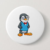 Badge Rond 7,6 Cm Pingouin Nerd avec lunettes (Devant)