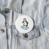 Badge Rond 7,6 Cm Pingouin sur glace floc (En situation)