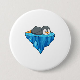 Badge Rond 7,6 Cm Pingouin sur glace floc