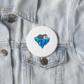 Badge Rond 7,6 Cm Pingouin sur glace floc (En situation)