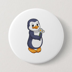 Badge Rond 7,6 Cm Pingouin with Daisy