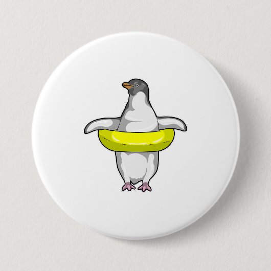 Badge Rond 7,6 Cm Pingouin with Swim (Devant)