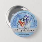 Badge Rond 7,6 Cm Pingouins de Noël (Devant & derrière)