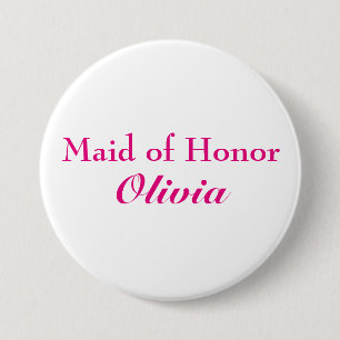Badge Rond 7,6 Cm Pink Maid of Honor Button