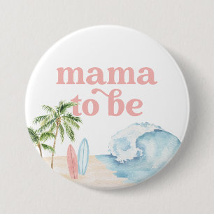 Badge Rond 7,6 Cm Pink Mama to Be Baby on Board Beach Baby shower