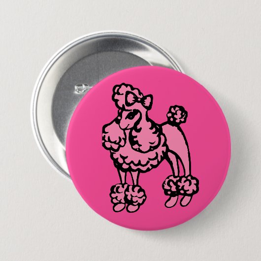 Badge Rond 7,6 Cm Pink Poodle Button (Devant & derrière)