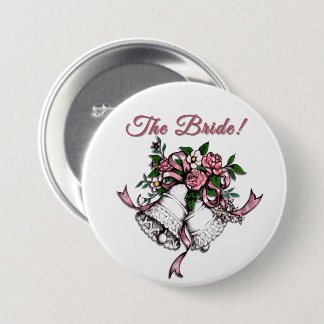 Badge Rond 7,6 Cm Pink Wedding Bells The Bride