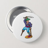 Badge Rond 7,6 Cm Pirate avec Jambe de Bois et Épée (Devant & derrière)