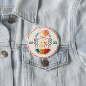 Badge Rond 7,6 Cm Piste cyclable Retro Erie Canal. (En situation)