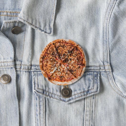 Badge Rond 7,6 Cm Pizza au fromage à la viande (En situation)