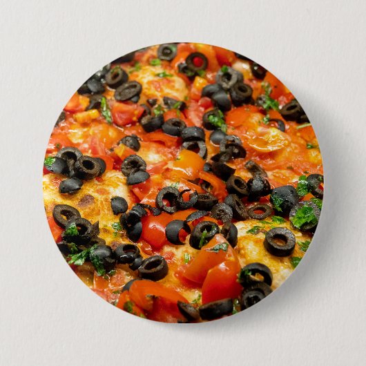 Badge Rond 7,6 Cm Pizza aux olives noires (Devant)
