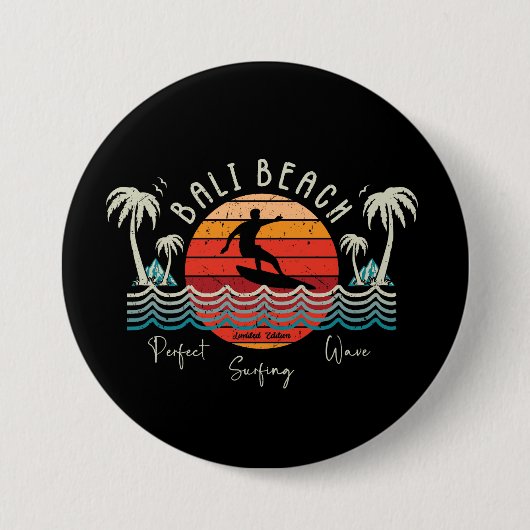 Badge Rond 7,6 Cm Plage de Bali (Devant)