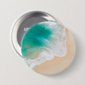 Badge Rond 7,6 Cm Plage de sable tropical - Vagues - Vue sur drone (Devant & derrière)
