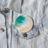 Badge Rond 7,6 Cm Plage de sable tropical - Vagues - Vue sur drone (En situation)