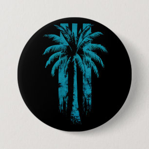 Badge Rond 7,6 Cm Plage Hawaïenne Été Vacances Tropicales Palmier