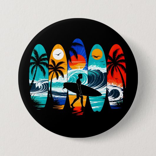 Badge Rond 7,6 Cm Planches de surf (Devant)