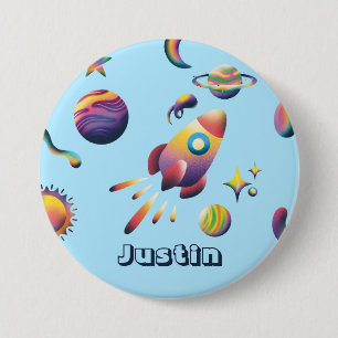 Badge Rond 7,6 Cm Planètes de l'espace colorées personnalisées Retou