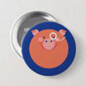 Badge Rond 7,6 Cm Plaque Minimal Pig (Devant & derrière)