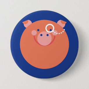 Badge Rond 7,6 Cm Plaque Minimal Pig