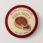 Badge Rond 7,6 Cm Plat profond Pepperoni Pizza Pie fête d'anniversai (Devant)