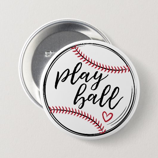 Badge Rond 7,6 Cm Play Ball Doodle Baseball Graphic, GraphicLoveShop (Devant & derrière)