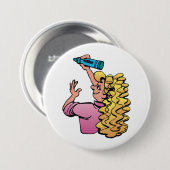 Badge Rond 7,6 Cm Playful Girl with Crayon (Devant & derrière)