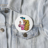 Badge Rond 7,6 Cm Playful Girl with Crayon (En situation)
