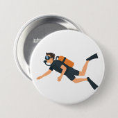 Badge Rond 7,6 Cm Plongée en scaphandre (Devant & derrière)