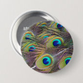 Badge Rond 7,6 Cm Plumes de paon (Devant & derrière)