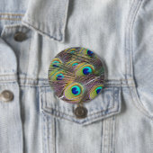 Badge Rond 7,6 Cm Plumes de paon (En situation)