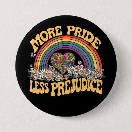 Badge Rond 7,6 Cm Plus de fierté Moins de préjugé Retro Rainbow Prid (Devant)