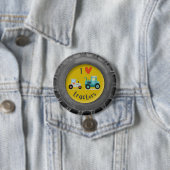 Badge Rond 7,6 Cm Pneu de tracteur avec tracteurs mignons Bouton (En situation)