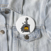 Badge Rond 7,6 Cm Poêle à bois (En situation)